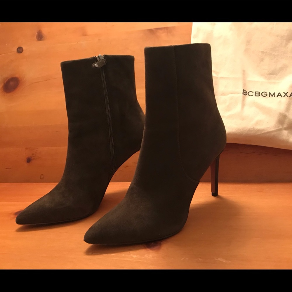 BCBG Dark Green Leather Stiletto Boots